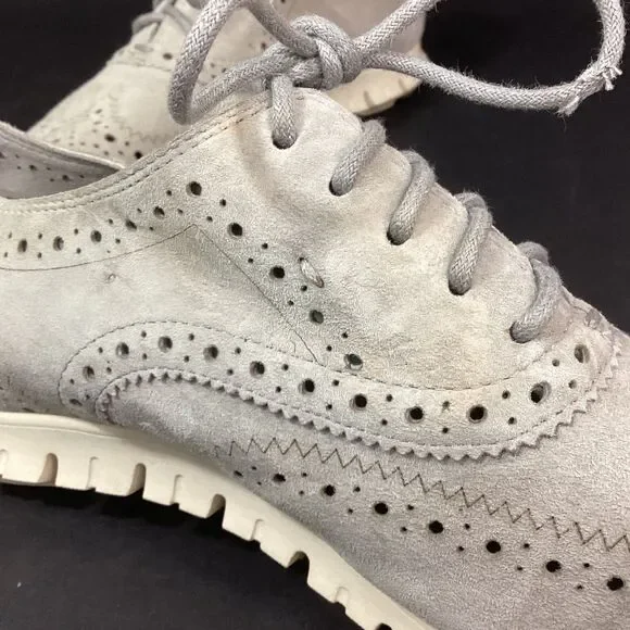 Cole Haan Grand Os -Women's Sz 8.5(B) -Gray Suede -Oxford Dress Shoes D44059 - Picture 6 of 11